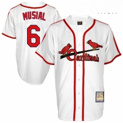 Mens Mitchell and Ness St Louis Cardinals 6 Stan Musial Authentic White Throwback MLB Jersey