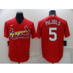 Men's St Louis Cardinals #5 Albert Pujols Red Stitched MLB Cool Base Nike Jersey