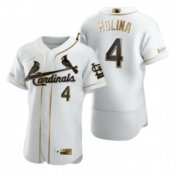 St. Louis Cardinals 4 Yadier Molina White Nike Mens Authentic Golden Edition MLB Jersey
