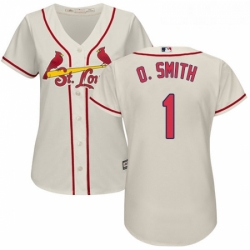Womens Majestic St Louis Cardinals 1 Ozzie Smith Authentic Cream Alternate Cool Base MLB Jersey