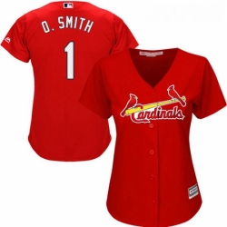 Womens Majestic St Louis Cardinals 1 Ozzie Smith Authentic Red Alternate Cool Base MLB Jersey