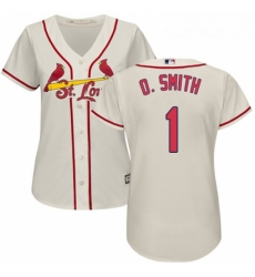 Womens Majestic St Louis Cardinals 1 Ozzie Smith Replica Cream Alternate Cool Base MLB Jersey