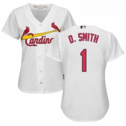 Womens Majestic St Louis Cardinals 1 Ozzie Smith Replica White Home Cool Base MLB Jersey