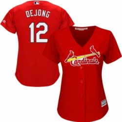 Womens Majestic St Louis Cardinals 12 Paul DeJong Authentic Red Alternate Cool Base MLB Jersey 