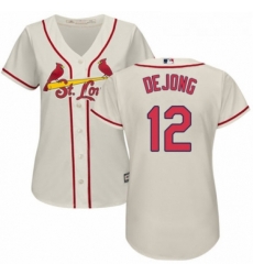 Womens Majestic St Louis Cardinals 12 Paul DeJong Replica Cream Alternate Cool Base MLB Jersey 