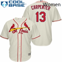 Womens Majestic St Louis Cardinals 13 Matt Carpenter Authentic Cream Alternate MLB Jersey