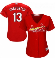 Womens Majestic St Louis Cardinals 13 Matt Carpenter Replica Red Alternate Cool Base MLB Jersey