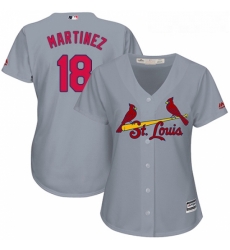 Womens Majestic St Louis Cardinals 18 Carlos Martinez Replica Grey Road Cool Base MLB Jersey