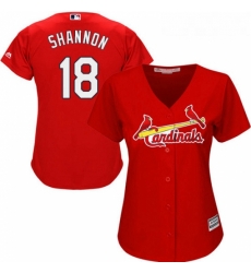 Womens Majestic St Louis Cardinals 18 Mike Shannon Replica Red Alternate Cool Base MLB Jersey