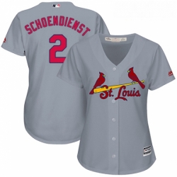 Womens Majestic St Louis Cardinals 2 Red Schoendienst Authentic Grey Road Cool Base MLB Jersey