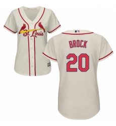 Womens Majestic St Louis Cardinals 20 Lou Brock Replica Cream Alternate Cool Base MLB Jersey