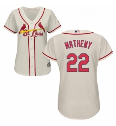 Womens Majestic St Louis Cardinals 22 Mike Matheny Authentic Cream Alternate Cool Base MLB Jersey