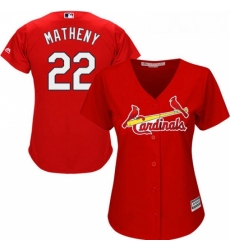 Womens Majestic St Louis Cardinals 22 Mike Matheny Authentic Red Alternate Cool Base MLB Jersey