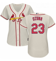 Womens Majestic St Louis Cardinals 23 Marcell Ozuna Authentic Cream Alternate Cool Base MLB Jersey 