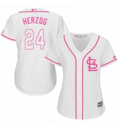 Womens Majestic St Louis Cardinals 24 Whitey Herzog Authentic White Fashion Cool Base MLB Jersey