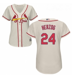 Womens Majestic St Louis Cardinals 24 Whitey Herzog Replica Cream Alternate Cool Base MLB Jersey