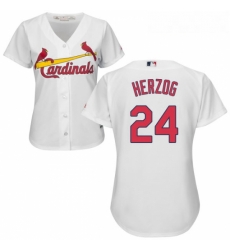 Womens Majestic St Louis Cardinals 24 Whitey Herzog Replica White Home Cool Base MLB Jersey