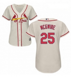 Womens Majestic St Louis Cardinals 25 Mark McGwire Replica Cream Alternate Cool Base MLB Jersey