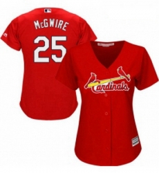 Womens Majestic St Louis Cardinals 25 Mark McGwire Replica Red Alternate Cool Base MLB Jersey