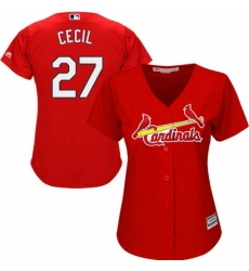 Womens Majestic St Louis Cardinals 27 Brett Cecil Authentic Red Alternate Cool Base MLB Jersey 
