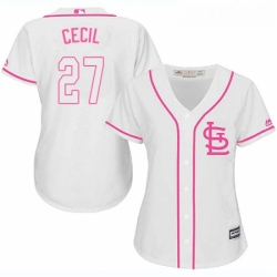 Womens Majestic St Louis Cardinals 27 Brett Cecil Replica White Fashion Cool Base MLB Jersey 