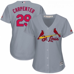 Womens Majestic St Louis Cardinals 29 Chris Carpenter Replica Grey Road Cool Base MLB Jersey