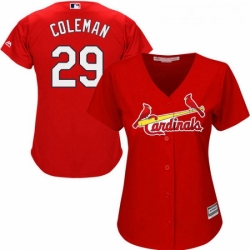 Womens Majestic St Louis Cardinals 29 Vince Coleman Authentic Red Alternate Cool Base MLB Jersey