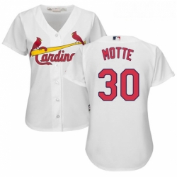Womens Majestic St Louis Cardinals 30 Jason Motte Replica White Home Cool Base MLB Jersey 