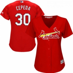 Womens Majestic St Louis Cardinals 30 Orlando Cepeda Replica Red Alternate Cool Base MLB Jersey