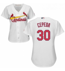Womens Majestic St Louis Cardinals 30 Orlando Cepeda Replica White Home Cool Base MLB Jersey