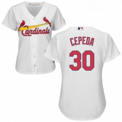 Womens Majestic St Louis Cardinals 30 Orlando Cepeda Replica White Home Cool Base MLB Jersey