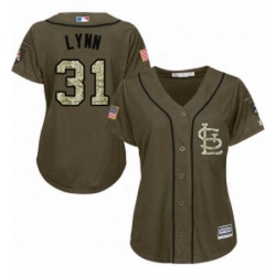 Womens Majestic St Louis Cardinals 31 Lance Lynn Authentic Green Salute to Service MLB Jersey