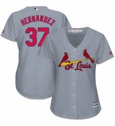 Womens Majestic St Louis Cardinals 37 Keith Hernandez Authentic Grey Road Cool Base MLB Jersey