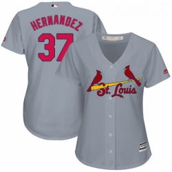 Womens Majestic St Louis Cardinals 37 Keith Hernandez Authentic Grey Road Cool Base MLB Jersey