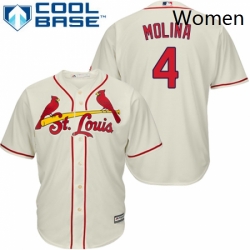 Womens Majestic St Louis Cardinals 4 Yadier Molina Replica Cream Alternate MLB Jersey