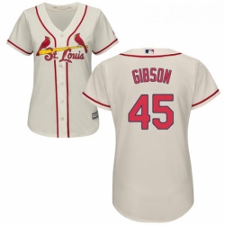 Womens Majestic St Louis Cardinals 45 Bob Gibson Authentic Cream Alternate Cool Base MLB Jersey