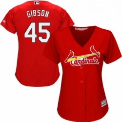 Womens Majestic St Louis Cardinals 45 Bob Gibson Authentic Red Alternate Cool Base MLB Jersey