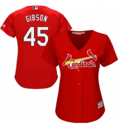 Womens Majestic St Louis Cardinals 45 Bob Gibson Replica Red Alternate Cool Base MLB Jersey