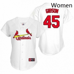 Womens Majestic St Louis Cardinals 45 Bob Gibson Replica White Home MLB Jersey