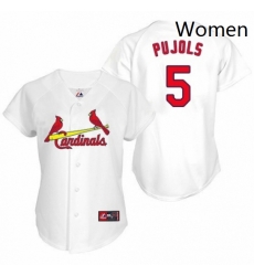 Womens Majestic St Louis Cardinals 5 Albert Pujols Authentic White MLB Jersey