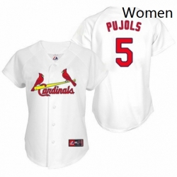 Womens Majestic St Louis Cardinals 5 Albert Pujols Replica White MLB Jersey