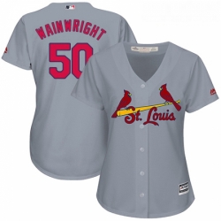 Womens Majestic St Louis Cardinals 50 Adam Wainwright Authentic Grey Road Cool Base MLB Jersey