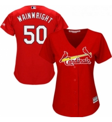 Womens Majestic St Louis Cardinals 50 Adam Wainwright Authentic Red Alternate Cool Base MLB Jersey