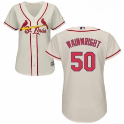 Womens Majestic St Louis Cardinals 50 Adam Wainwright Replica Cream Alternate Cool Base MLB Jersey