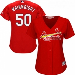Womens Majestic St Louis Cardinals 50 Adam Wainwright Replica Red Alternate Cool Base MLB Jersey