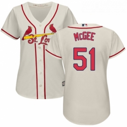 Womens Majestic St Louis Cardinals 51 Willie McGee Authentic Cream Alternate Cool Base MLB Jersey
