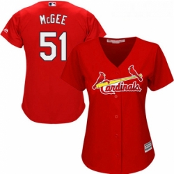 Womens Majestic St Louis Cardinals 51 Willie McGee Authentic Red Alternate Cool Base MLB Jersey