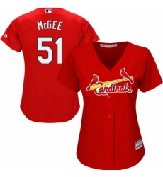 Womens Majestic St Louis Cardinals 51 Willie McGee Replica Red Alternate Cool Base MLB Jersey