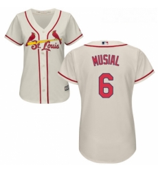 Womens Majestic St Louis Cardinals 6 Stan Musial Authentic Cream Alternate Cool Base MLB Jersey