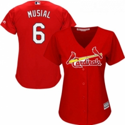 Womens Majestic St Louis Cardinals 6 Stan Musial Replica Red Alternate Cool Base MLB Jersey